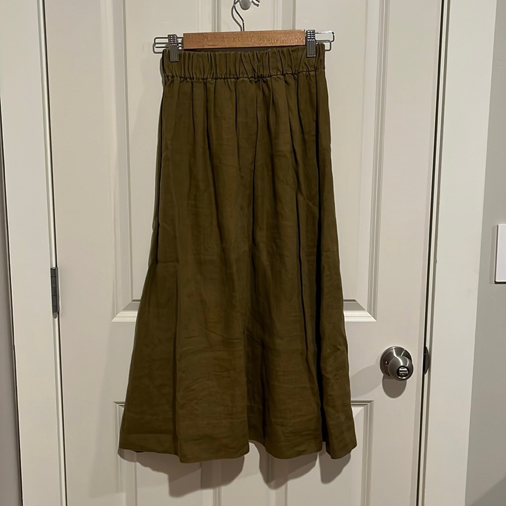 Elizabeth Suzann Bel Skirt Olive Linen S-S